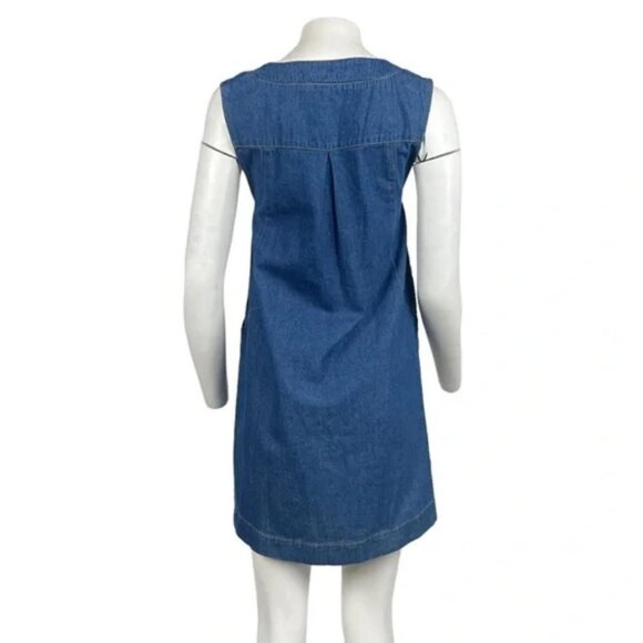 Sleeveless Denim Babydoll Dress Dark Wash - Picture 3 of 3